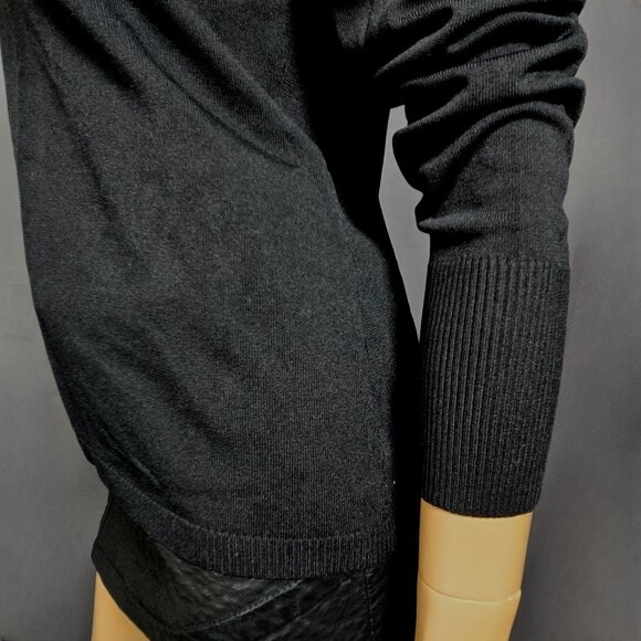 Vintage Black Sweater Silver Sequined Beaded Bird Size M High Neck 90s Y2K - Picture 9 of 11